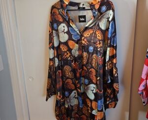 Dressed in LALA Butterfly Print Tunic - Orange and Blue